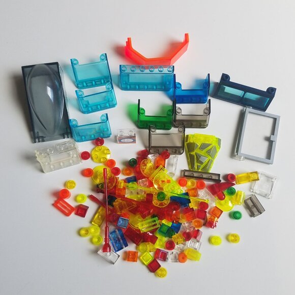 Legos Building Blocks 2.7 oz. Bag Neon and Clear Pieces of Assorted Sizes!! - Picture 1 of 2